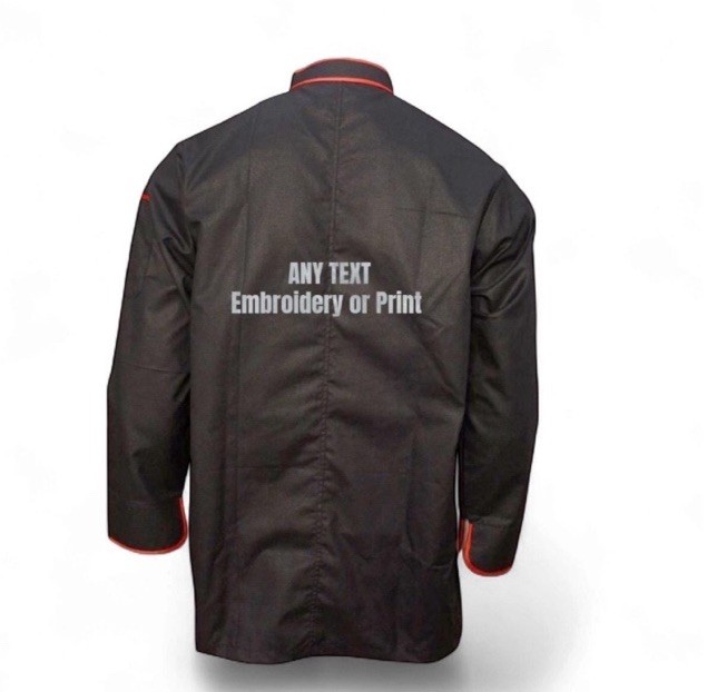 Custom Embroidered Chef Coat: Print  Black Culinary Jacket (S-
