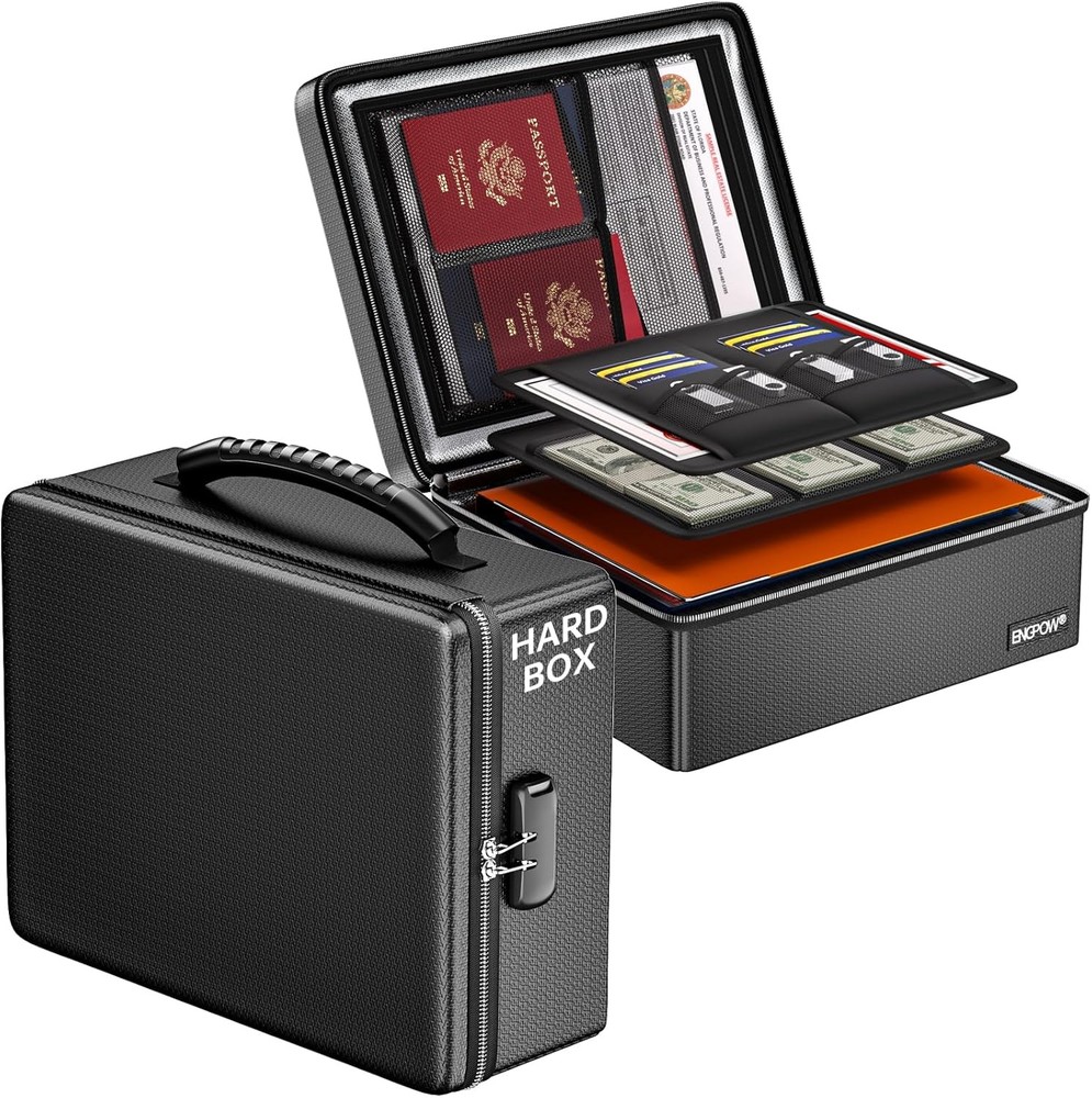 Fireproof Document Box with Lo, Fireproof Water Resistant Heat