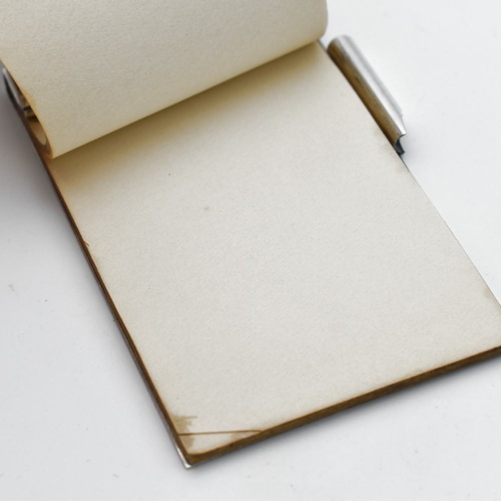 Antique Solid Silver Art Deco Notepad Notebook Holder With Pencil 1938