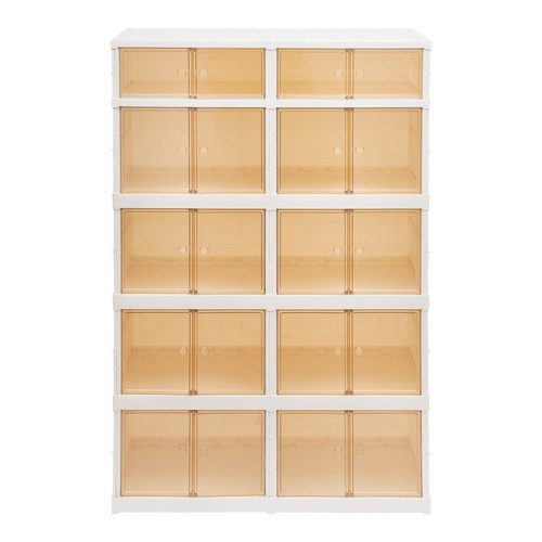 5 Tier Plastic Storage Containers with Doors & Wheels Foldable Organization