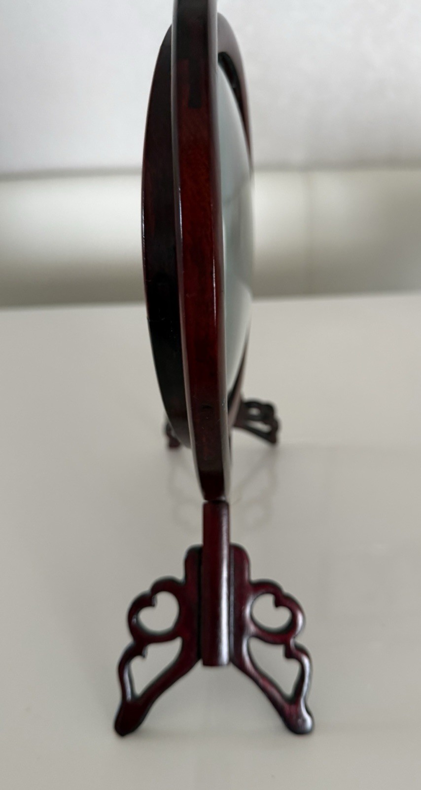 VTG Asian Cat & Mantis Double Sided Silk Embroidery Screen Rotating Wood Frame