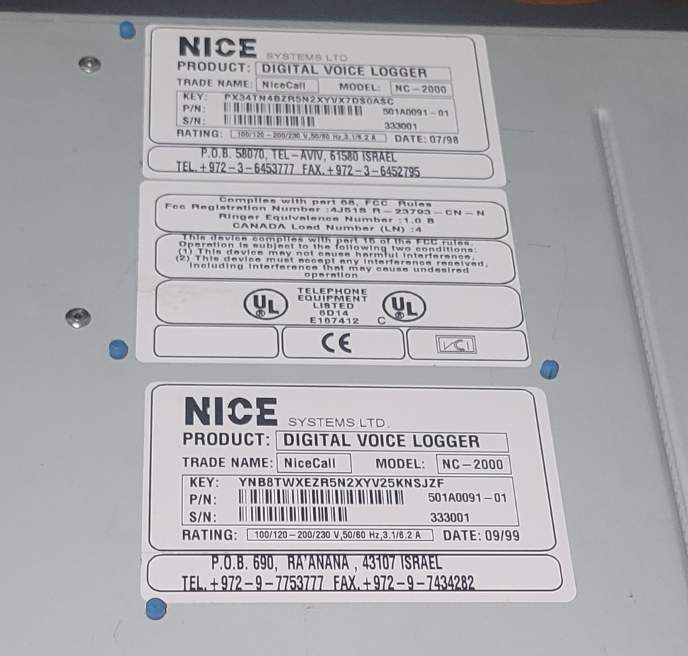 Nice Systems NiceCall NC-2000 Digital Voice Logger