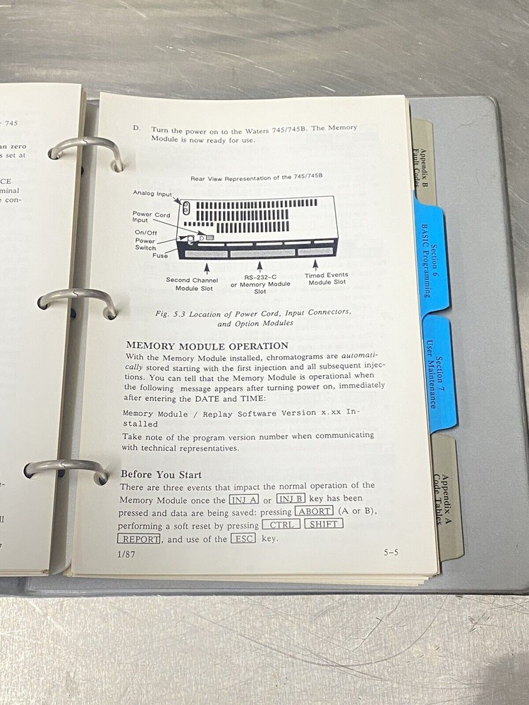 Waters 745 Integrator Data Module 745B- Users Guide / Instruction Book / Manuals