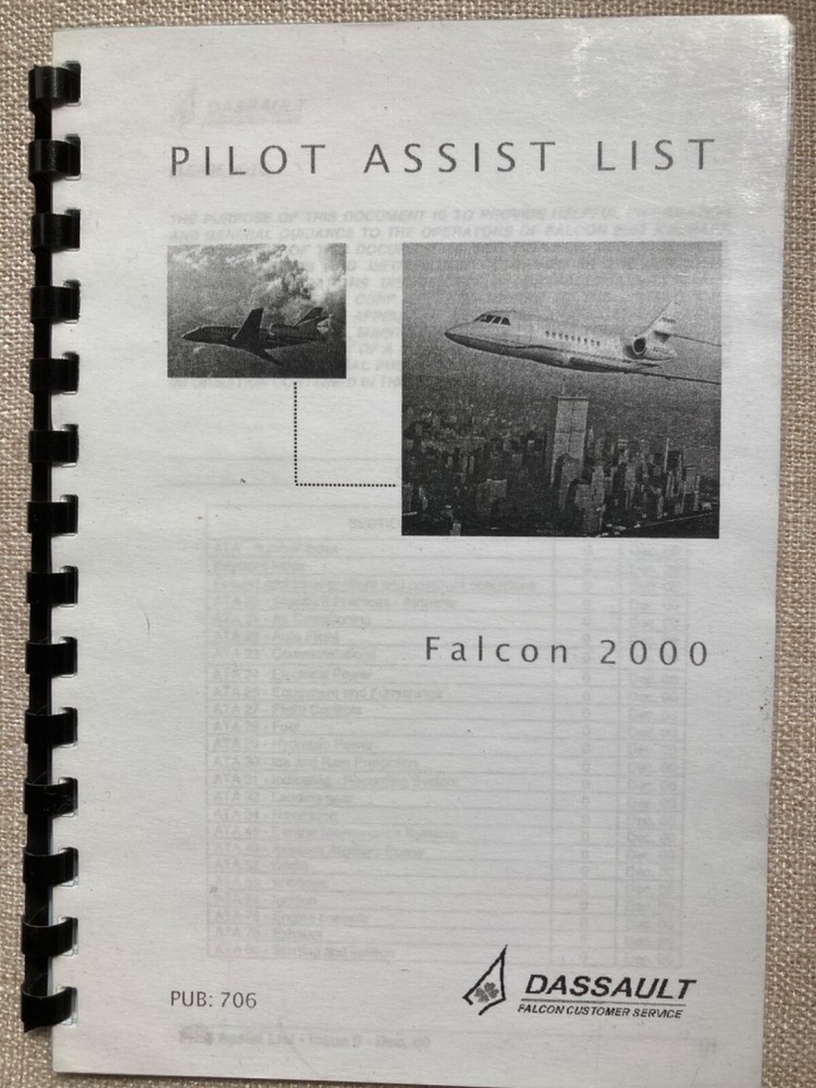 Dassault Falcon 2000, Pilot Assist List