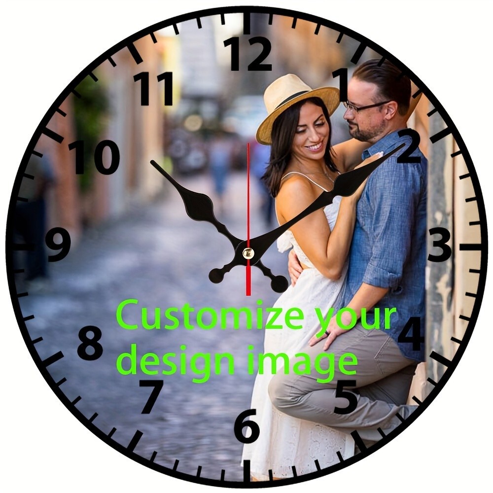 Personalized Wall Clock ,Custom photo Clock ,Customized wood Round Photo Clock