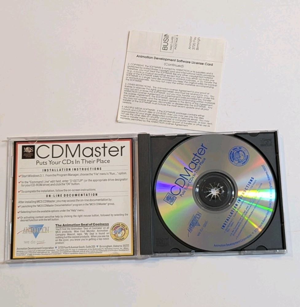 Vintage Animotion CD MASTER CD-Rom Software WINDOWS CD Cataloging