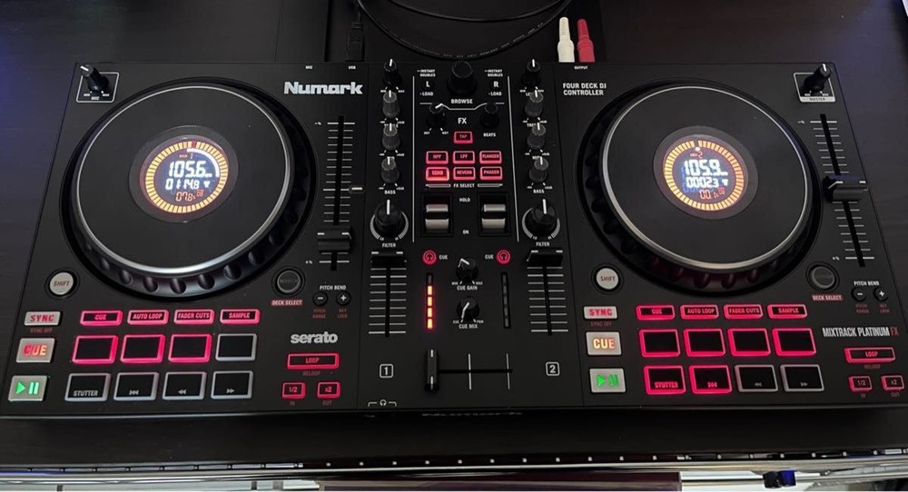 Numark Mixtrack Platinum FX 4‑Deck DJ Controller with High Resolution Jog Wheels