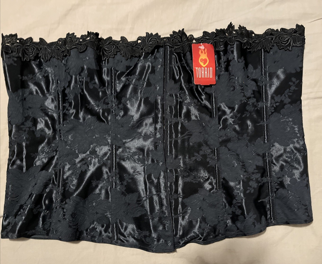 VNG NWT Torrid Strapless Lace Corset Size 48/3XL Black Brocade Ren Faire Witchy