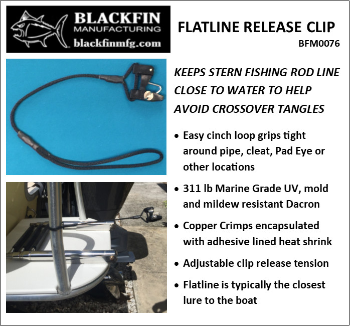 Flat Line Release Clip - Easy Cinch Strap - Adjustable Tension - Trolling