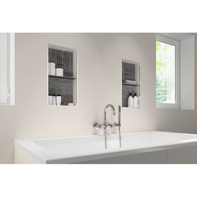 Schluter Shelf-N Shower Niche Shelf, Brushed Stainless Steel – Floral Design