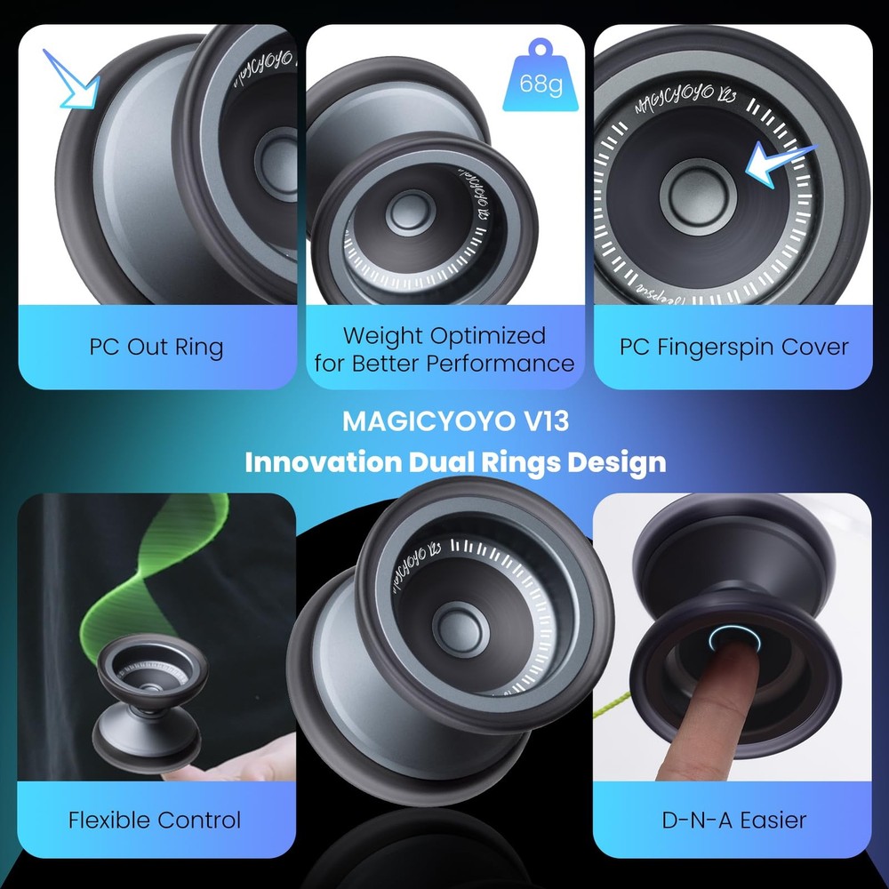 Bi-Material Yoyo for Kids 8-12, Responsive Unresponsive Tricks, 12 Strings