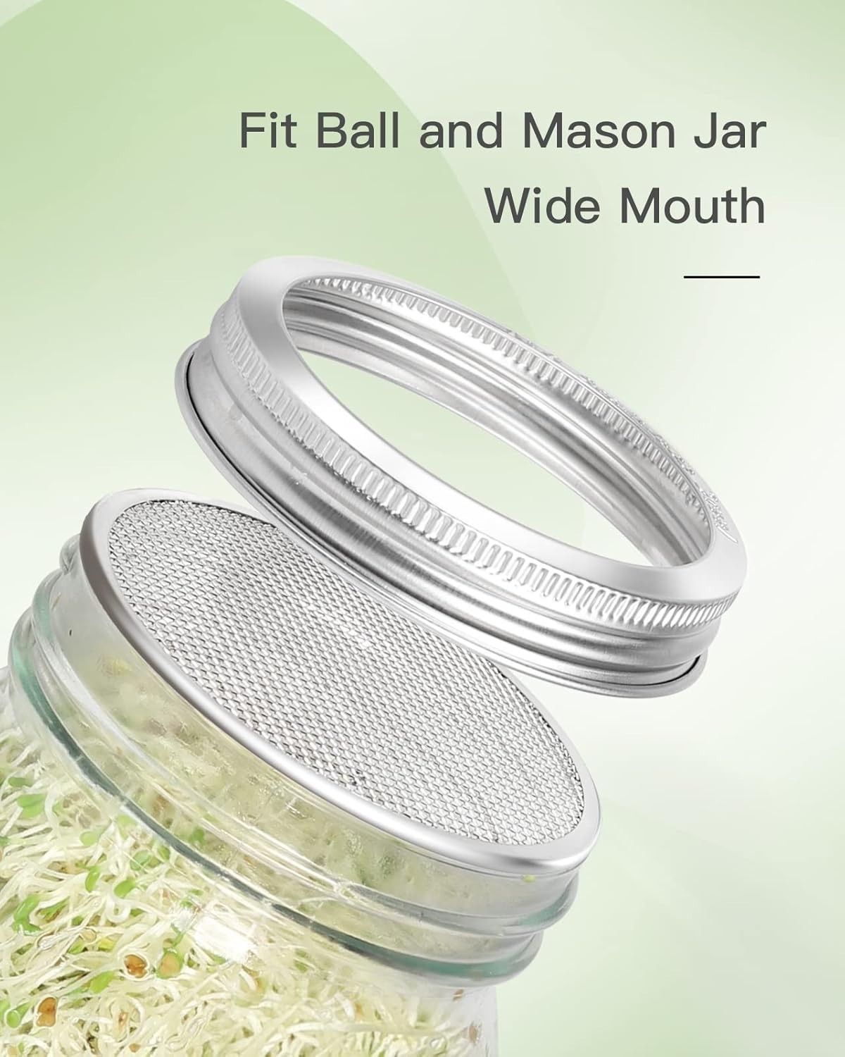 3/12 Pack Sprouting Lid 316 Stainless Steel Screen Lid for 86mm Wide Mouth Mason