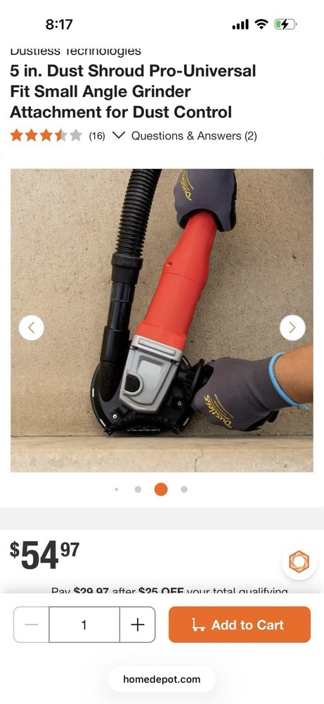 Dustless Technologies Universal 4-6" Grinder Dust Shroud Pro.