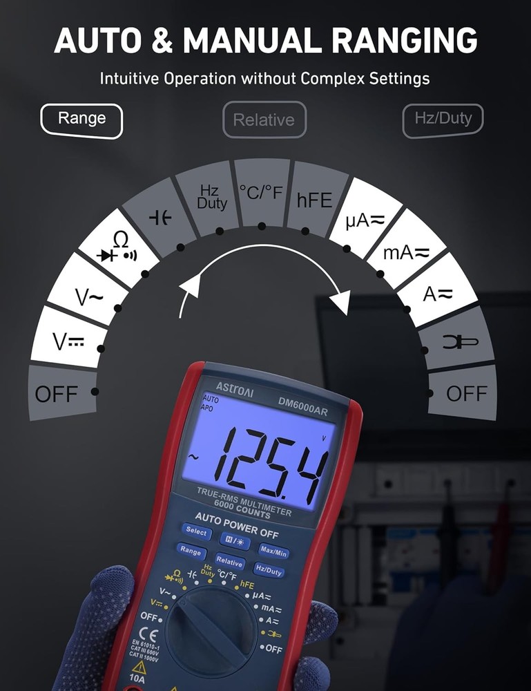 AstroAI Digital Multimeter and Analyzer TRMS 6000 Counts Volt Meter Blue