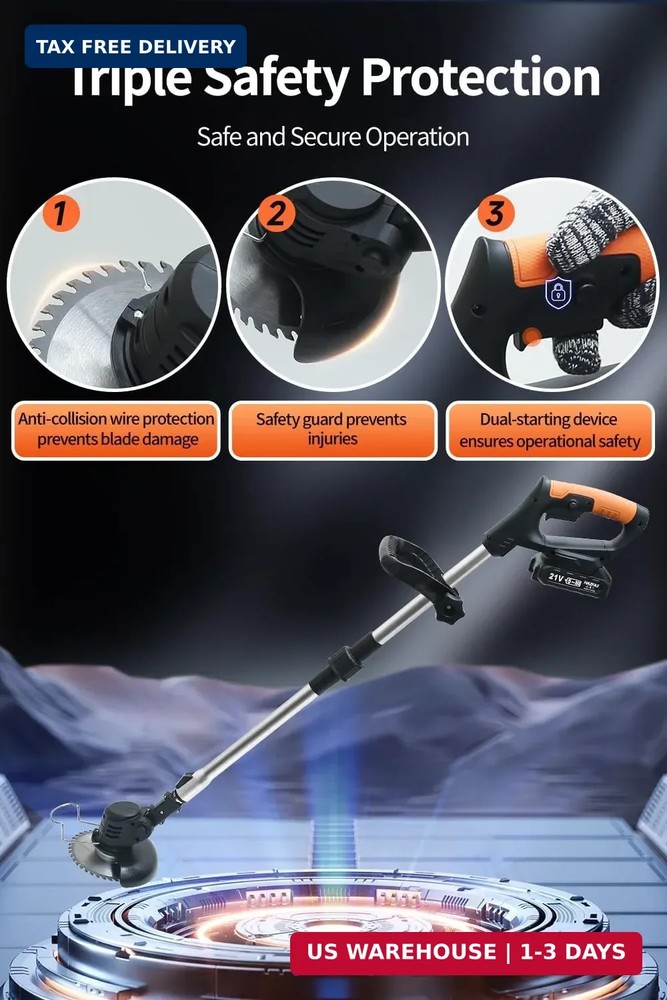 Cordless Weed Wacker, Grass Trimmer with 2 x Batteries, Foldable Design with Han