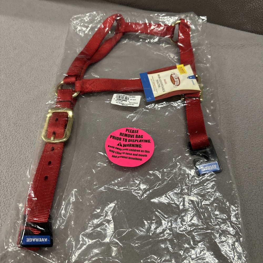 WEAVER Nylon RED Basic Non-adjustable Horse Halter 1" Average Weanling Draft