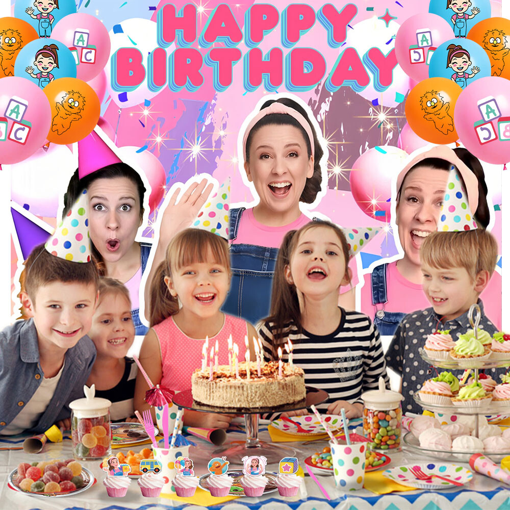 Ms Rachel Birthday Party Supplies Set with Balloons, Banner, Cake Toppers