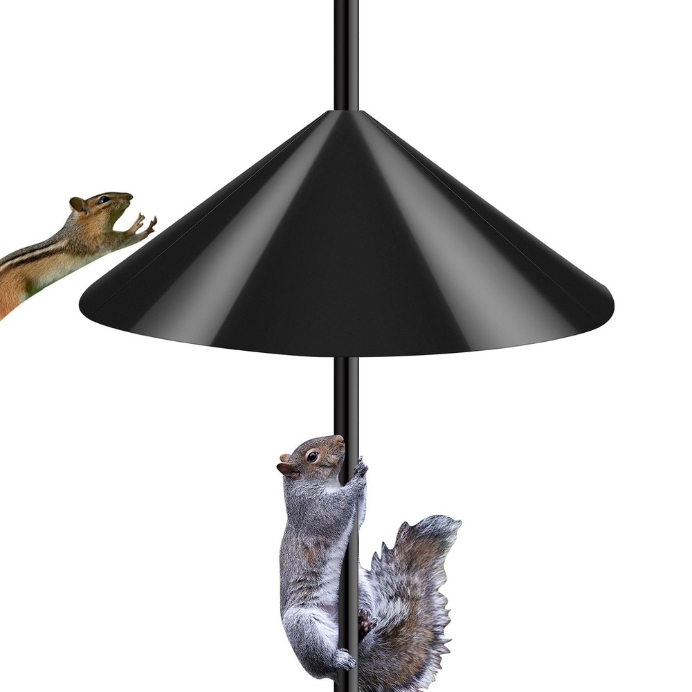 Squirrel Baffle for Bird Feeder Pole - 19" Diameter Mount Guard, Black