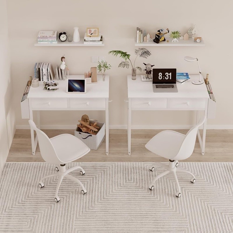Compact Computer Desk Modern Style 2-Tier Storage Easy Assembly Sturdy Design US