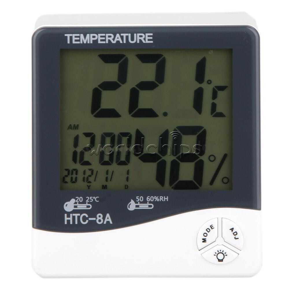 New HTC-8A LCD Digital Thermometer Hygrometer Temperature Humidity Date Clock