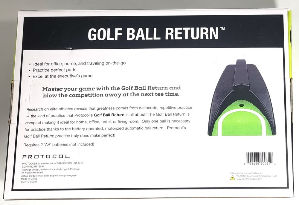 Protocol Automatic Golf Ball Return Indoor Putting Practice Cup Training Putt