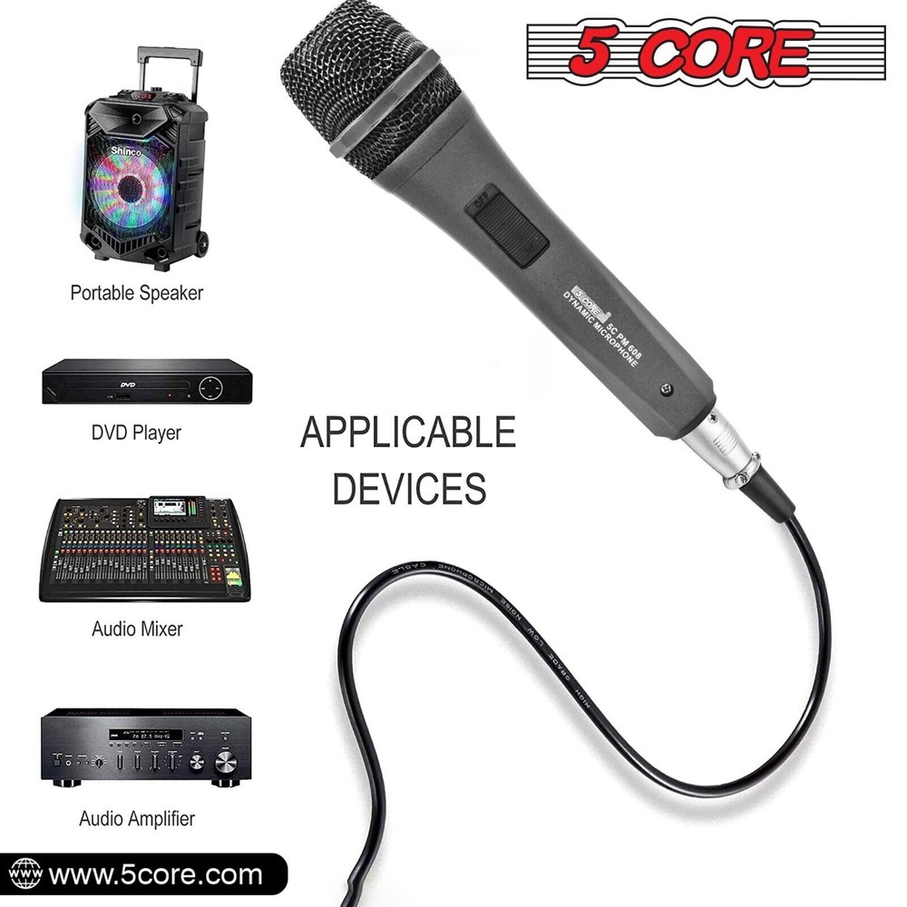 5Core XLR Microphone Dynamic Mic Karaoke Singing Studio Mics Handheld Microfono