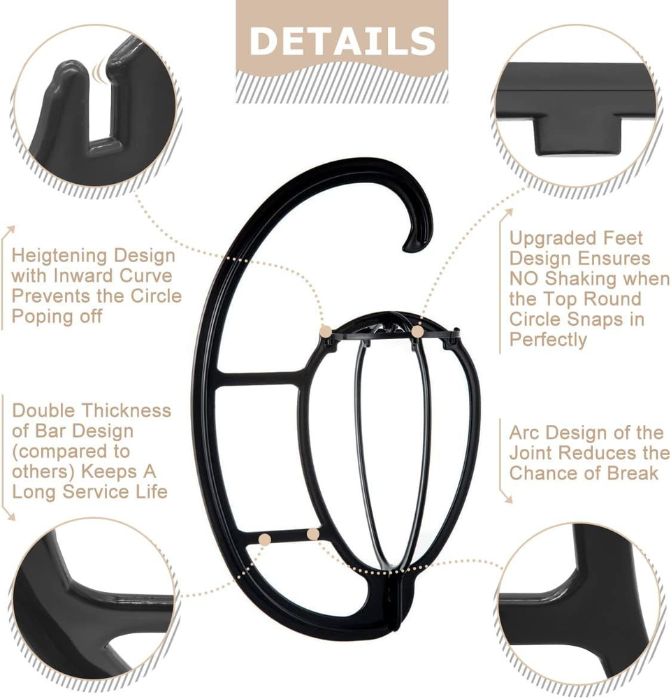 Dreamlover Hanging Wig Stand, Drying 2 Sets Black