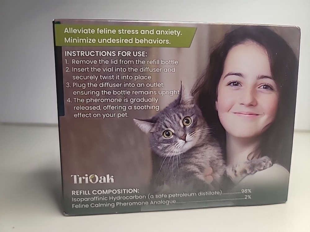 TriOak Cat Calming Diffuser - Feline Anxiety Relief - Pheromone Diffuser 2-1