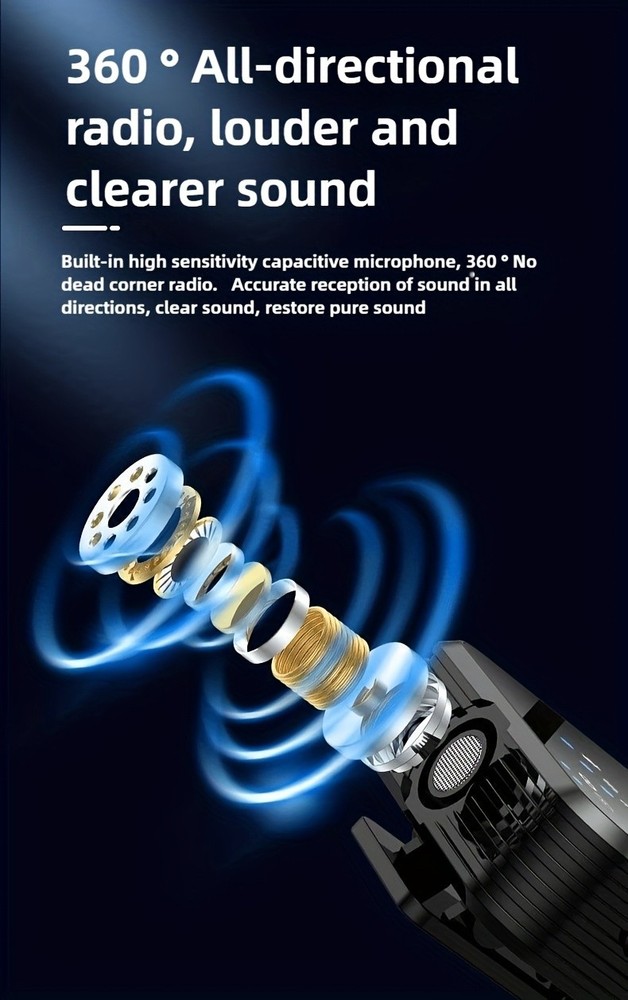 3 in 1 Microphone for iPhone/Android/Camera, Wireless Lavalier Black-3in1