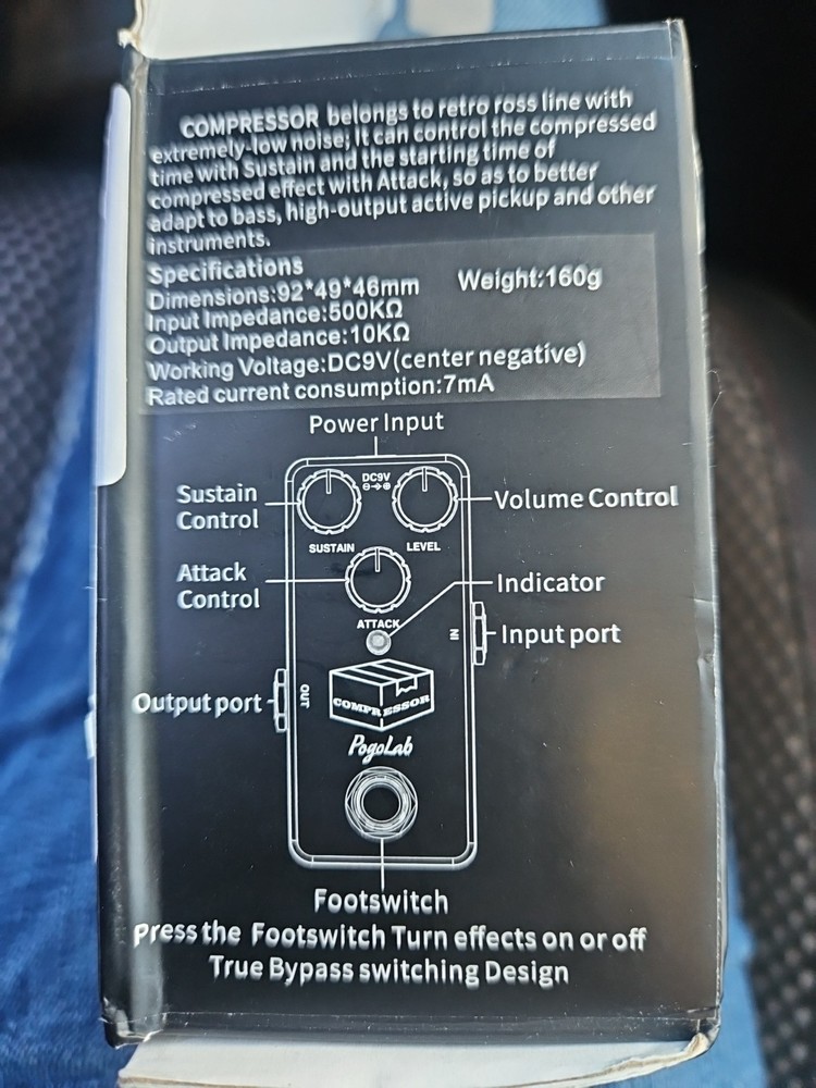 Pogolab Compressor Pedal, Guitar Pedal Compressor, Mini