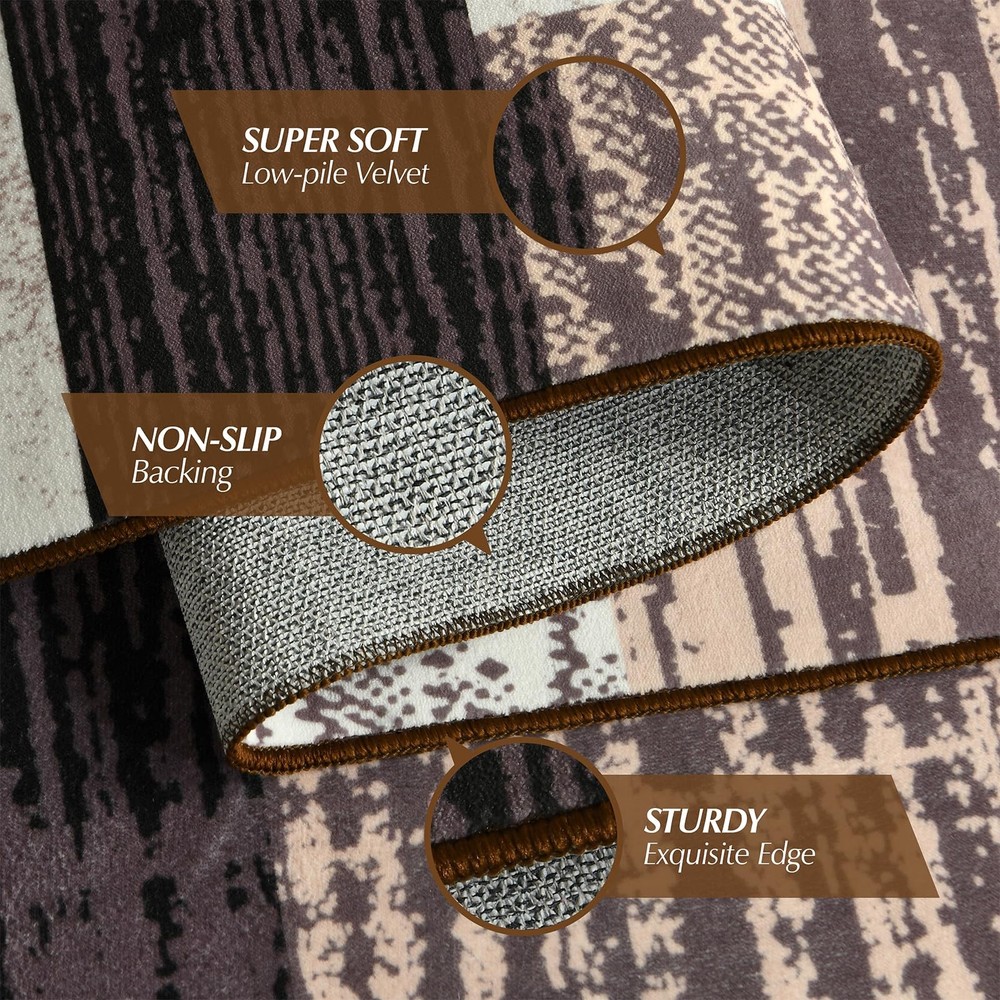 Large Area Rugs,Modern Geometric Patchwork 8' x 10' (Rectangular), Chocolate