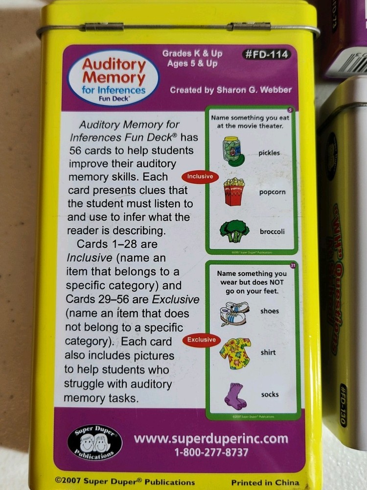 4 Super Duper Publications Fun Decks Speech Language Pathology Therapy Tools Lot