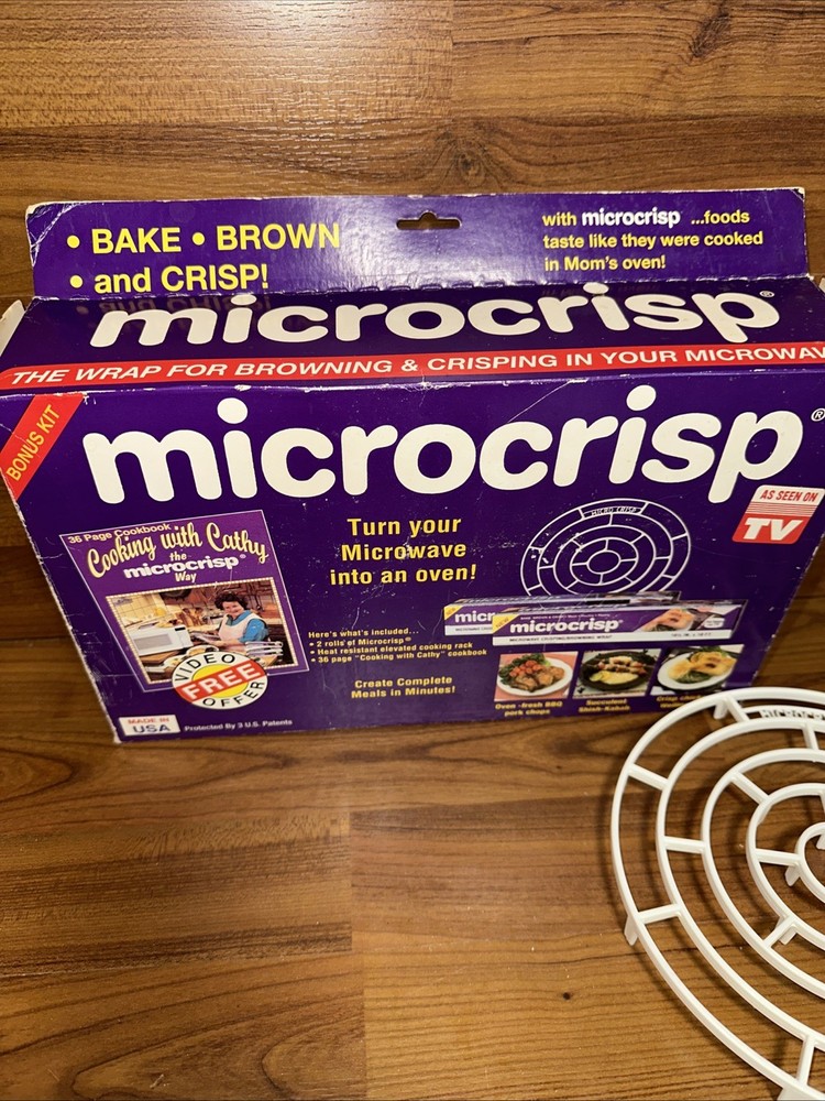 Microcrisp Kit ~ Microwave Crisping / Browning Wrap With Tray & Guide Open Box