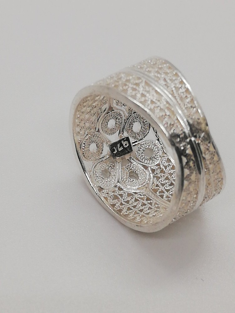 . 970 Solid Silver Women's Ring Size 6.5 Filigree New.