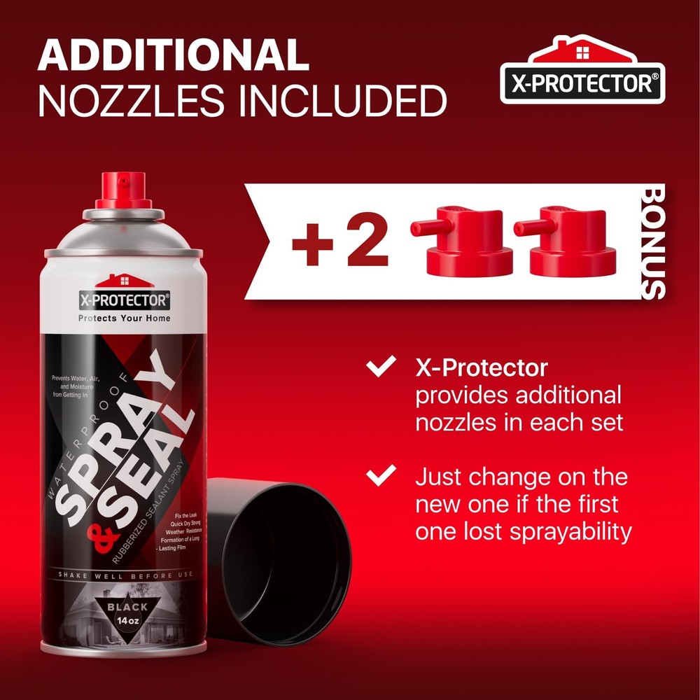 X-Protector Seal Spray - Rubber Waterproof with Less-Drip Formula Black