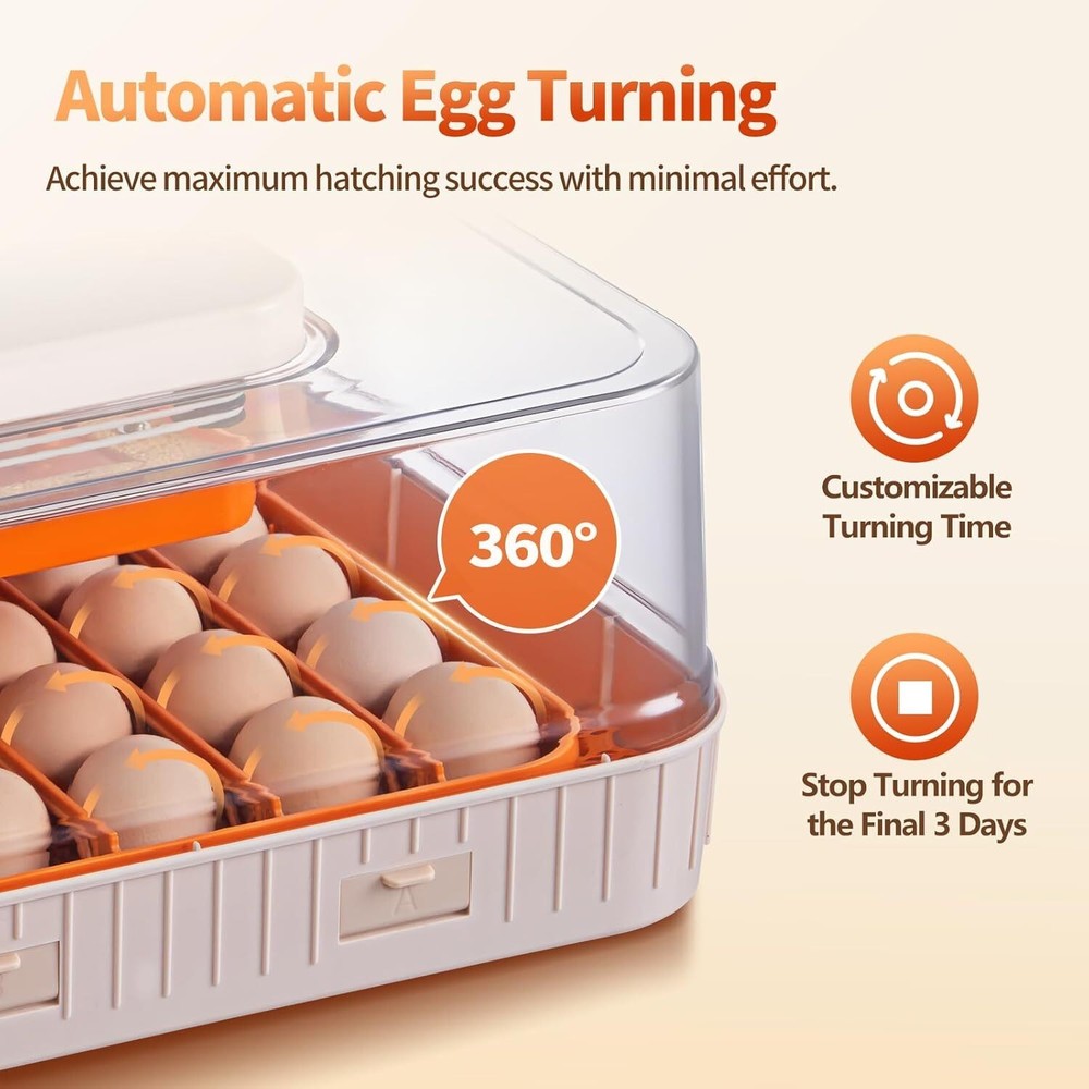 56 Egg Incubator with Auto-Turning, Hatching Temperature & Humidity Control