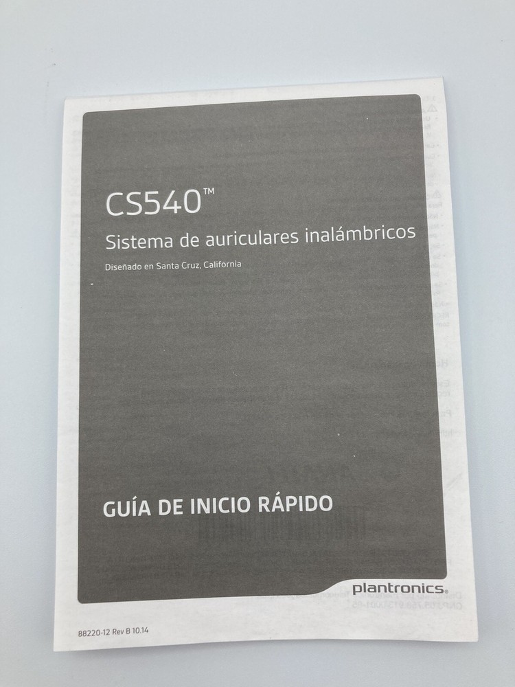 Plantronics CS540 Wireless Headset Quick Start Guide Spare Ear Pieces