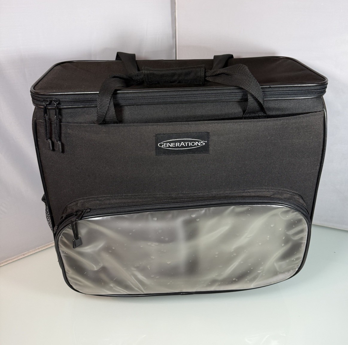 Generations Black Zippered Rolling Travel Sewing Bag Storage Case Tote 18.5x8x15