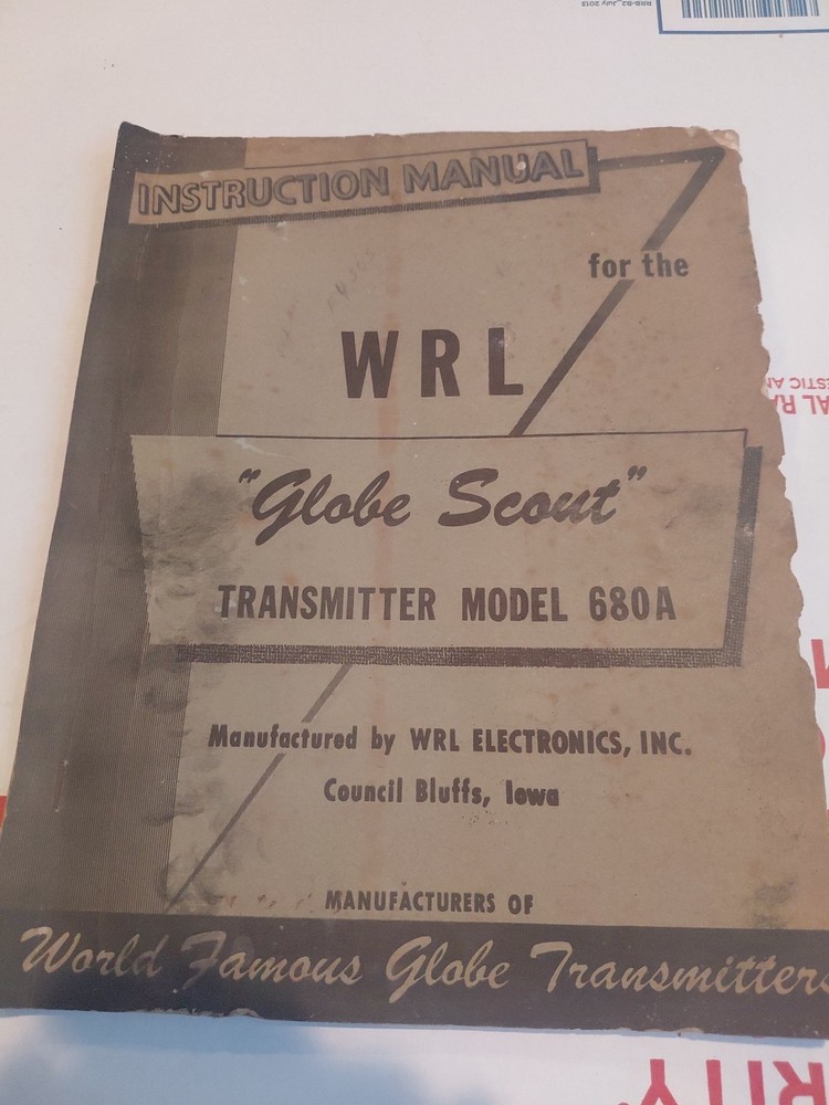 WRL GLOBE SCOUT 680A TRANSMITTER Instruction Manual ONLY ESTATE GRBT
