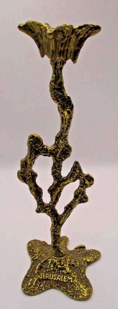 BRUTALIST WAINBERG SOLID BRASS CANDLESTICK ISRAEL