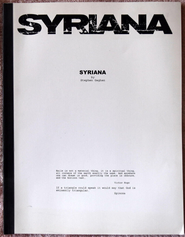 "Syriana" Original Screenplay by Stephen Gaghan Script