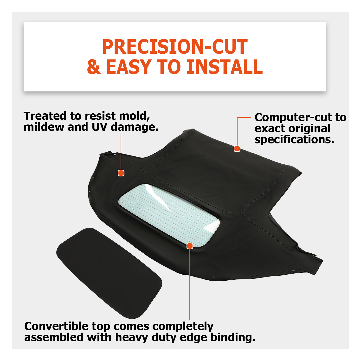 For 90-05 Mazda Miata Convertible Soft Top w/ Heated Glass Window Black Cabrio