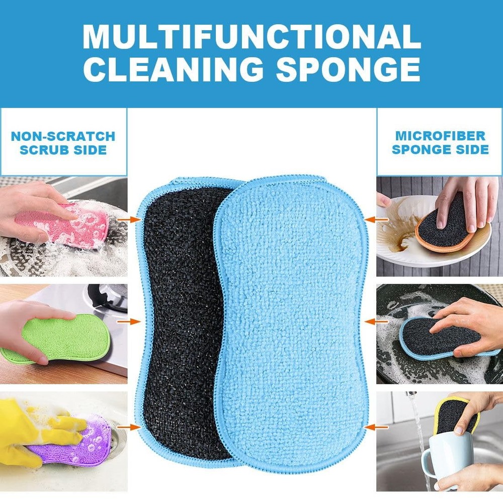 HOMEXCEL 12 Pack Multi-Purpose Scrub Sponges Kitchen, Dish Sponge, Multicolor