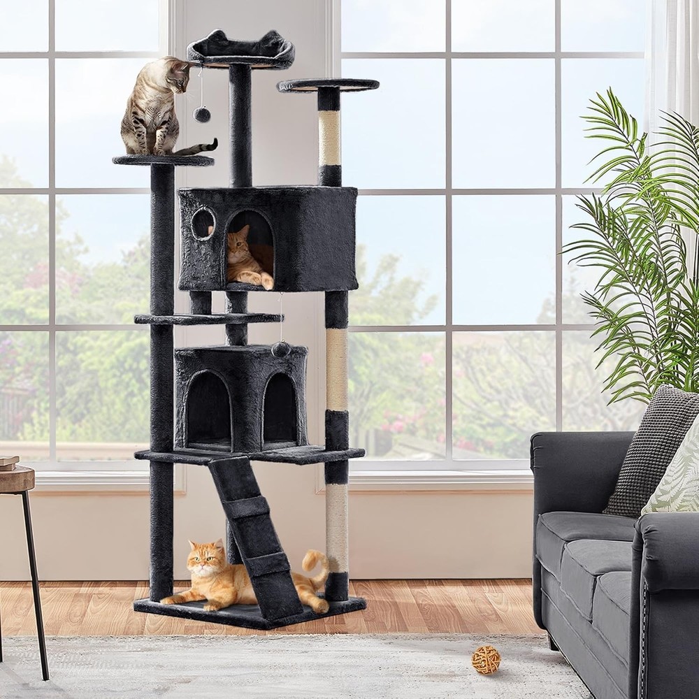 Larget Cat Tree, 80in Multi-Level Cat Tower with Cat Scratching Posts, Double...
