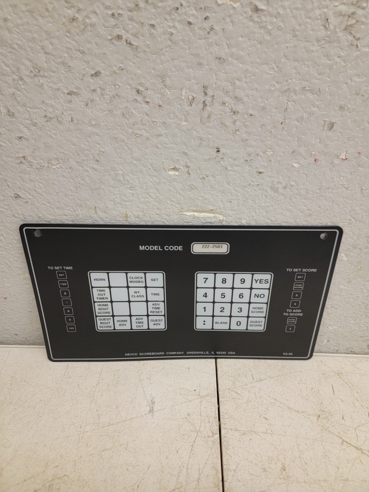 Nevco Scoreboard Controller Operator Button Overlay Model 222-2583