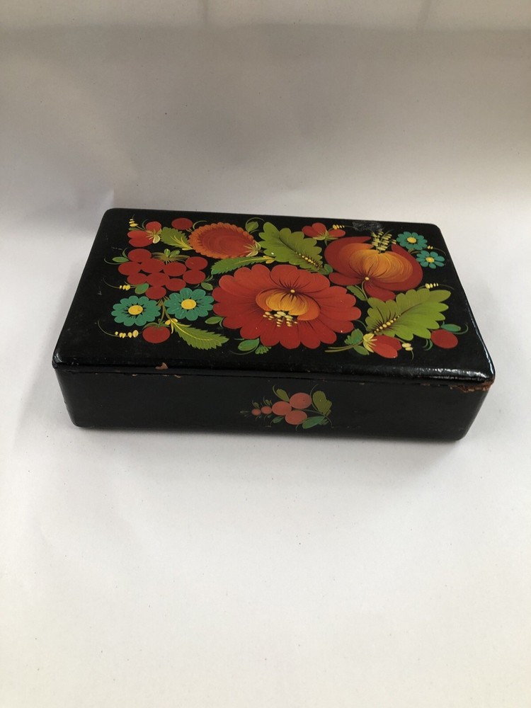 vintage Russian lacquer box funerary crematory box for pet