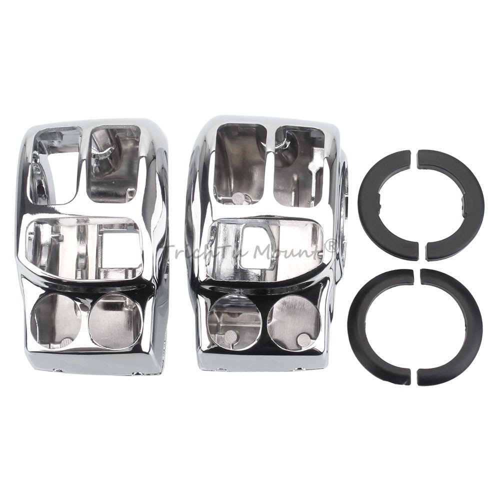 A Pair Chrome Switches Housing Cover For Harley Touring Street Glide 2014-2023