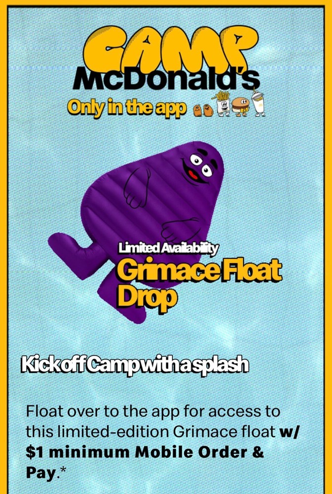 McDonald's Grimace 7ft Pool Float SOLD OUT