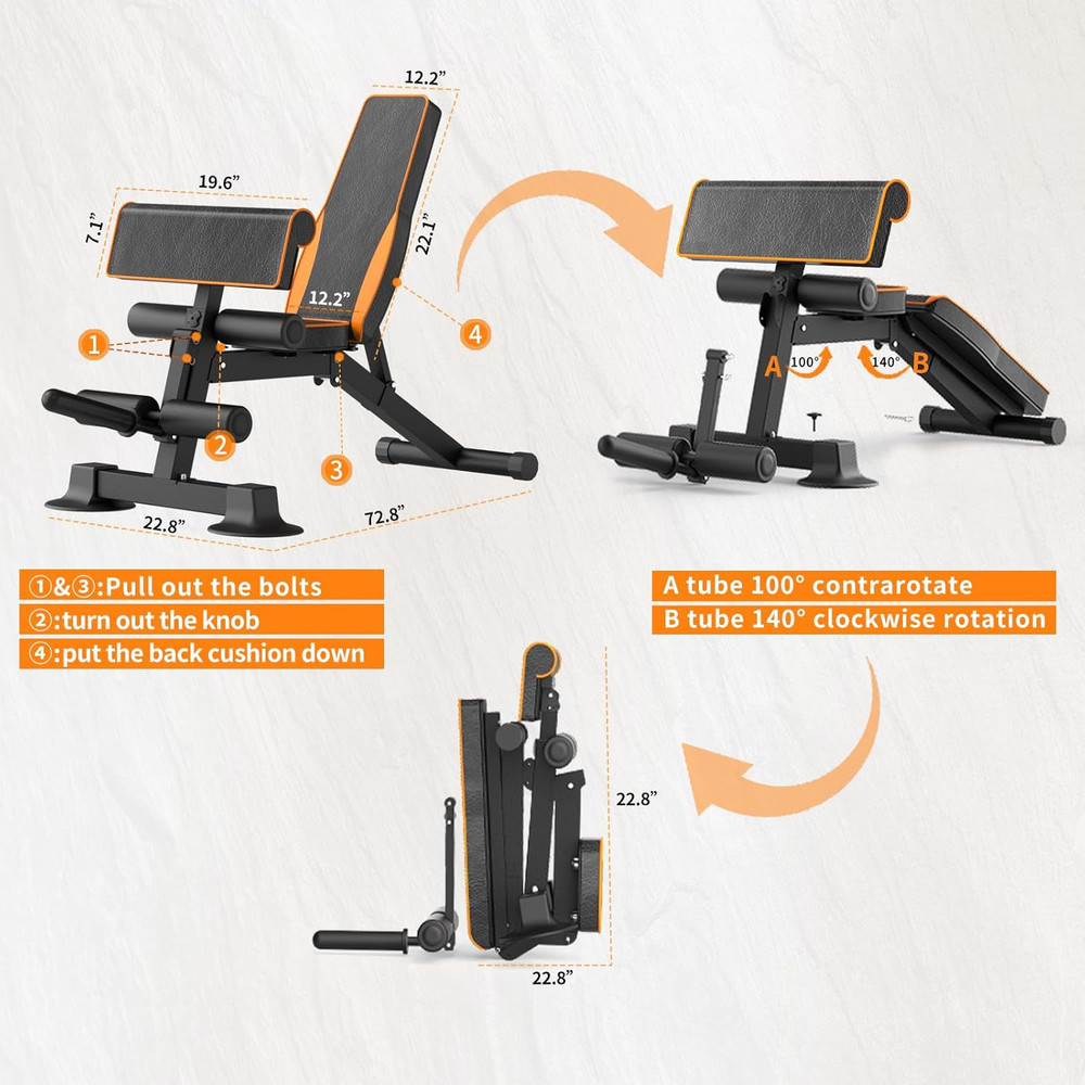 Adjustable Weight Bench Multi-Function Workout Bench for Home Gym,Foldable Incli