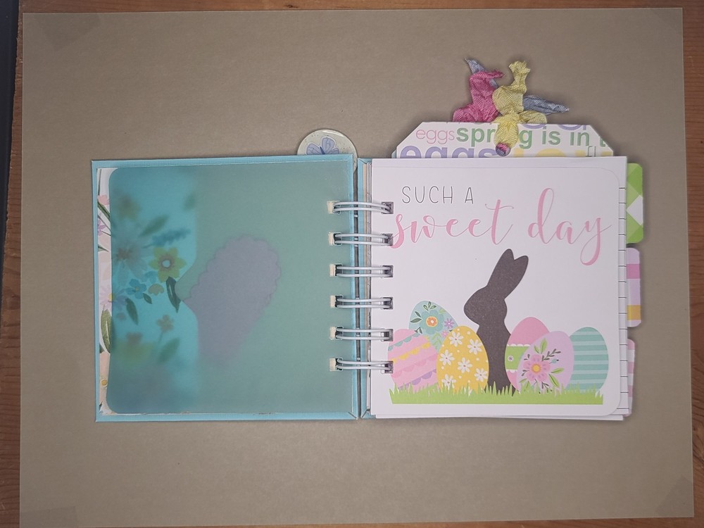 Little cinched journal notebook, Easter, handmade